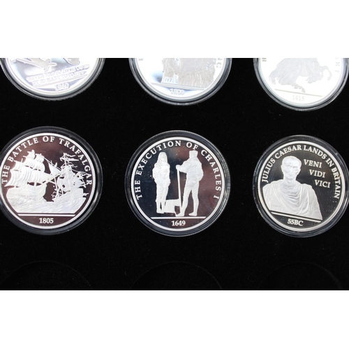 695 - Part set of Danbury Mint 'The History of Britain' silver bullion coin collection' comprising 13 fine... 