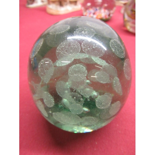 161 - Victorian glass dump paperweight H9cm, Isle of Man glass paperweight with multicolored iridescent sw... 