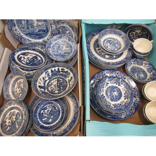 200 - Comprehensive collection of blue and white print tea and dinner ware from Copeland, Broadhurst, Chur... 
