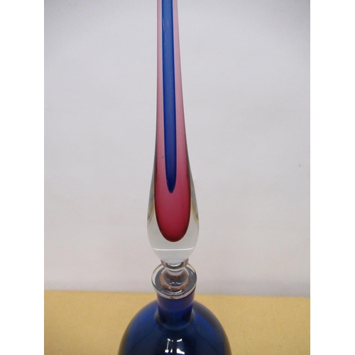 225 - 1960s Murano double Sommerso decanter by Antonio Da Ros, blue and Amethyst tint H49cm