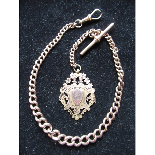 68 - C20th 9ct rose gold graduated Albert with a hallmarked 9ct yellow gold fob, L29cm, 30.7g