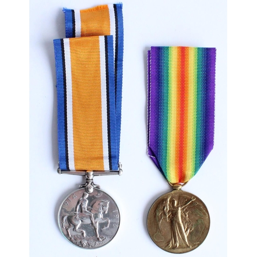 93 - WWI casualty pair of 1914-1918 war medal and victory medal awarded to 403322 Pte. H T Warner, 3rd Ba... 