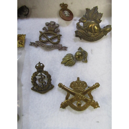 331 - Framed and mounted display of Queen's Lancashire regimental insignia, mostly Staybrite, similar fram... 