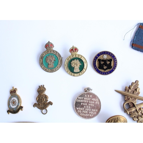 247 - Good collection of military and civilian enamel badges, pins, cap badges etc.   Inc. Womens Land Arm... 