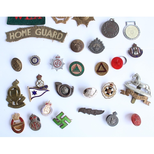 247 - Good collection of military and civilian enamel badges, pins, cap badges etc.   Inc. Womens Land Arm... 