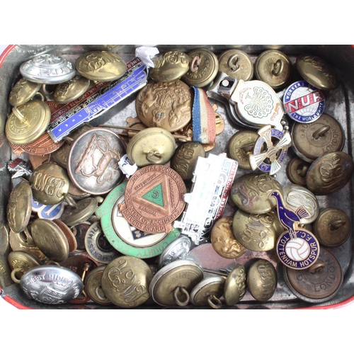 248 - Small box of military buttons and civilian enamel badges