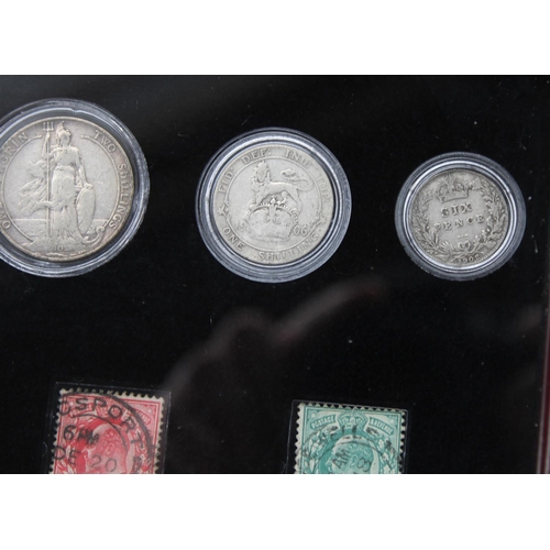 612 - Danbury Mint Definitive Edward VII coin & stamp collection comprising coins from half crown to farth... 