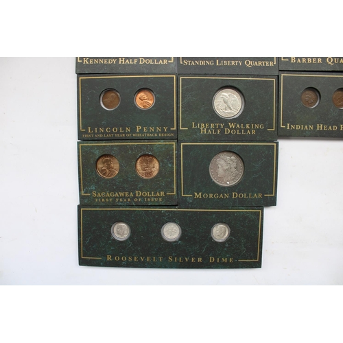 613 - Danbury Mint Collectible Coins of America coin collection, approx. 70 US coins of varying ages capsu... 