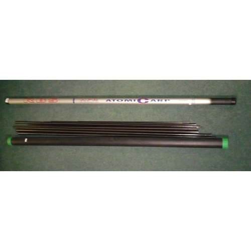 385 - Two carp poles; Atomic Carp Match Carp (13m) by Colmic, unbranded roach pole (AF) (2)