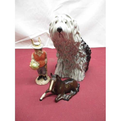 396 - Withdrawn - Beswick - Old English Sheepdog, seated, black back stamp, impressed number 453 to base, ... 