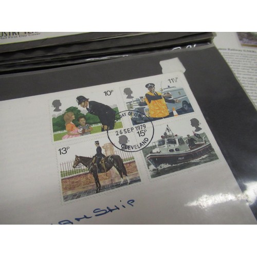 375 - Selection of stamps and FDC incl. British Royals, Police and industries etc (4 folders)