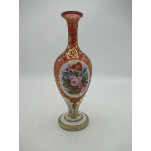 552 - Jennie Bond Collection - C19th Bohemian cranberry glass vase, the body with two ovals of a young gir... 
