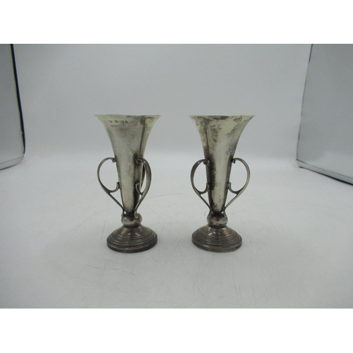 553 - Jennie Bond Collection - Pair of Edw.VII hallmarked Sterling silver trumpet shaped specimen vases wi... 
