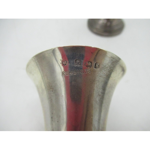 553 - Jennie Bond Collection - Pair of Edw.VII hallmarked Sterling silver trumpet shaped specimen vases wi... 