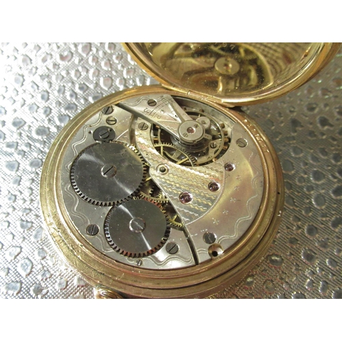 426 - Anonymous, Hunter cased keyless pocket watch, white enamel dial with Roman numerals, rail track minu... 