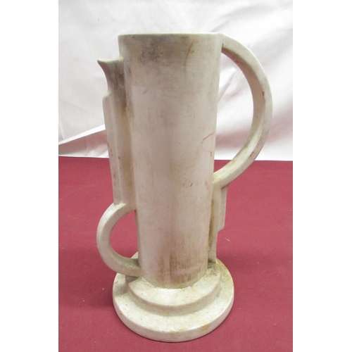 351 - Art Deco period continental plaster jug with stylized handle and spout on circular stepped foot, no ... 