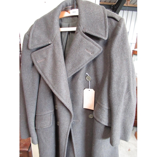 601 - WWII Canadian Army issue great coat, labelled The Freeman Company Montreal size 5 Height 5ft 7-8, Br... 