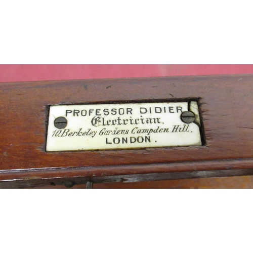 602 - Late Victorian Professor Didier Electrician (London) electric shock machine, in mahogany case with d... 