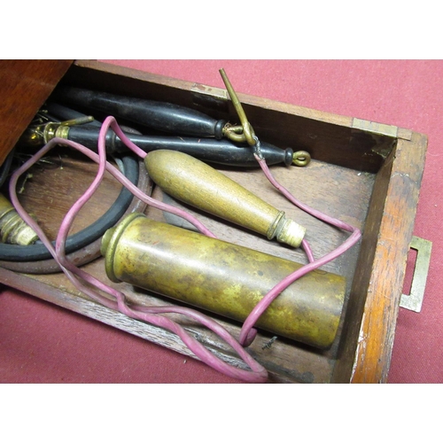 602 - Late Victorian Professor Didier Electrician (London) electric shock machine, in mahogany case with d... 