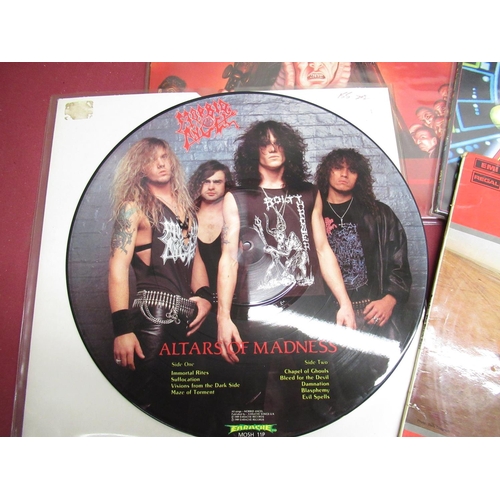 569 - Collection of 33rpm records including Morbid Angel picturedisc, Re-Animator, Pantera, Def Leppard ,A... 