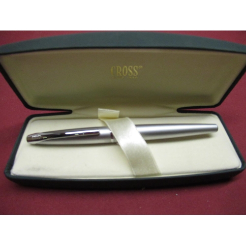 320 - Boxed Cross items - propelling pencil and ballpoint pen in satin chrome plated finish, ballpoint pen... 