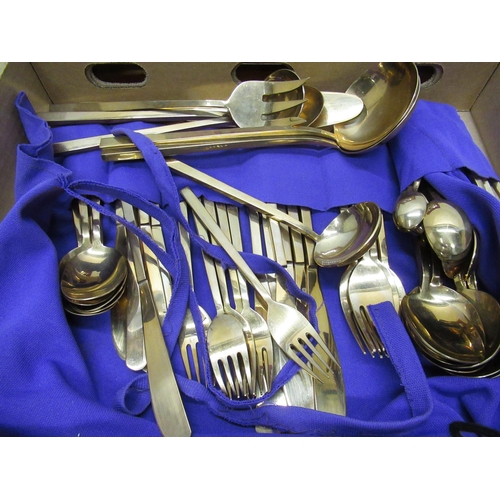 336 - C20th cased canteen of EPNS queens pattern cutlery, six settings, suite of bronze cutlery in cutlery... 