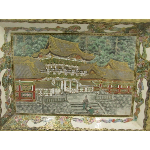 73 - Ann Widdecombe Collection - Early C20th Japanese Satsuma rectangular dish, centre decorated with a s... 