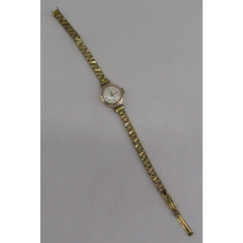 1068 - Ladies Regency 9ct gold hand wound wristwatch, signed silvered dial with applied Arabic numerals and... 