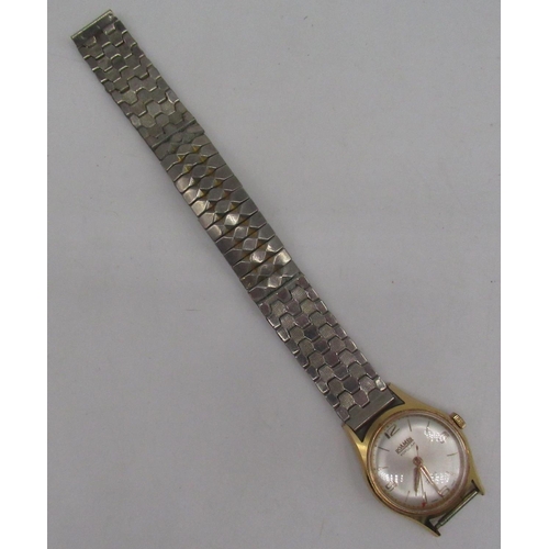 1073 - Roamer Popular hand wound wristwatch, signed sunburst silvered dial with applied baton & Arabic quar... 