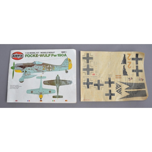 119 - Owain Wyn Evans Collection - Three boxed Airfix 1/24 model kits: Fw190A, item no 16001-8, series 16.... 