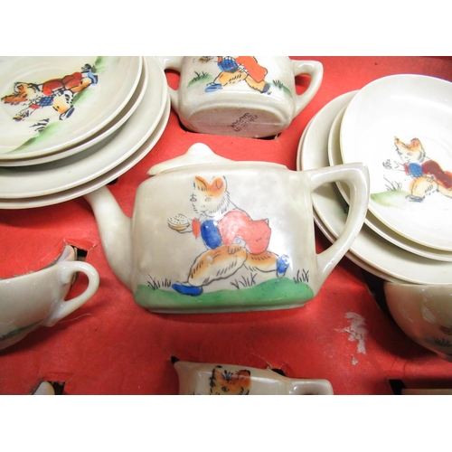 99 - Child's Japanese tea set decorated with a bear, Noritake style tea cup and saucer and a matching vas... 