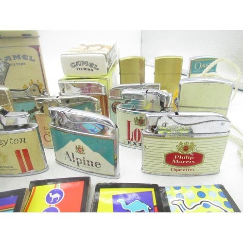 759 - Collection of lighters and matches for cigarette companies inc. Camel, Malboro, Golden Virginia, Pla... 