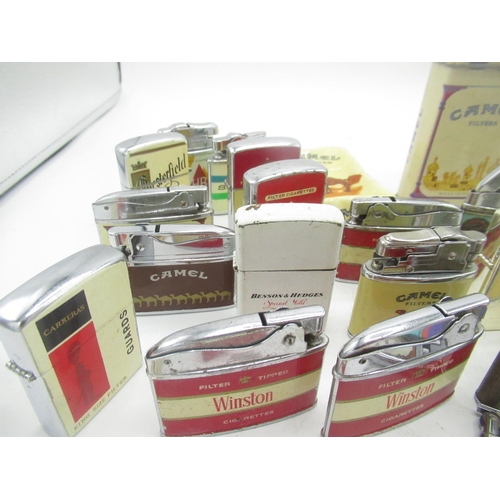 759 - Collection of lighters and matches for cigarette companies inc. Camel, Malboro, Golden Virginia, Pla... 