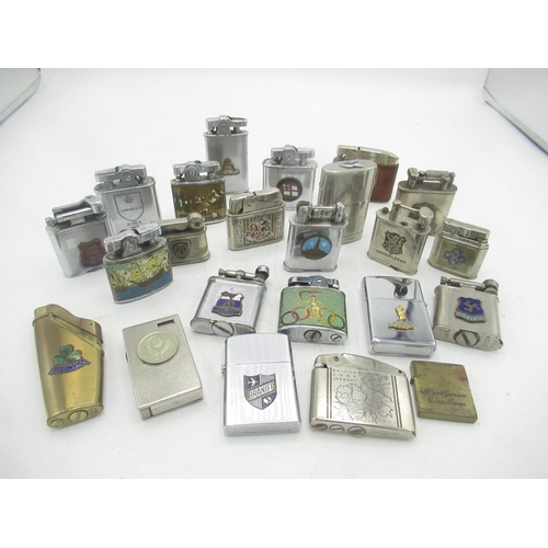 772 - Collection of lighters with various insignias and locations inc. Melbourne 1956 Olympics, CCCP, Roya... 