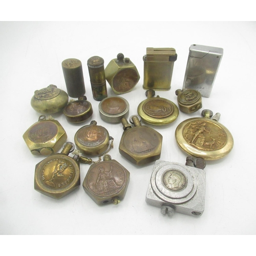 701 - Trench Art lighters from WWI and WWII inc. Royal Corps of Signals lighter, lighter engraved Orkney 1... 