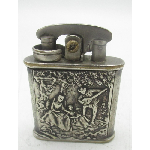 738 - Colibri Original silver 850 banded lighter, scene of a bard playing to two ladies