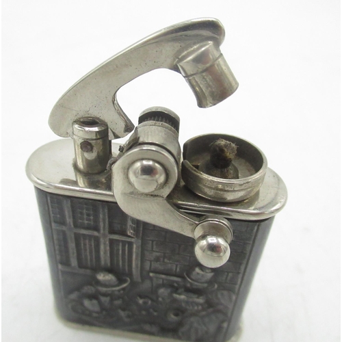 739 - Colibri Original, silver 650 banded lighter of a Flemish tavern scene