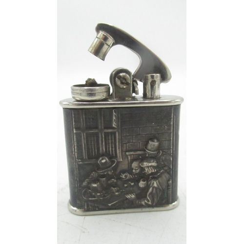 739 - Colibri Original, silver 650 banded lighter of a Flemish tavern scene