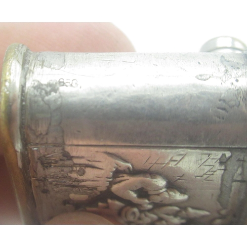 740 - Colibri Original silver 850 banded lighter of a Dutch kitchen scene