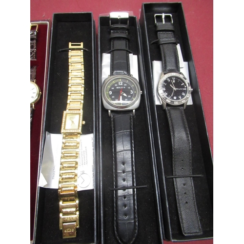 658 - Solo military style quartz wrist watch in cushion style case, two other Solo quartz wrist watches, A... 