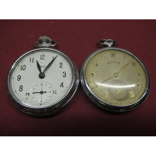 660 - Services keyless pocket watch, champagne coloured dial with applied Arabic numerals and subsidiary s... 