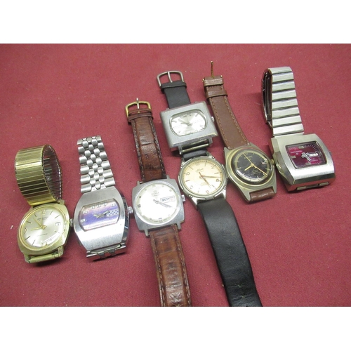 668 - 1970's Binatone Jet-Beat Sportsmatic wristwatch in brushed TV case, 1970's continental S78 automatic... 