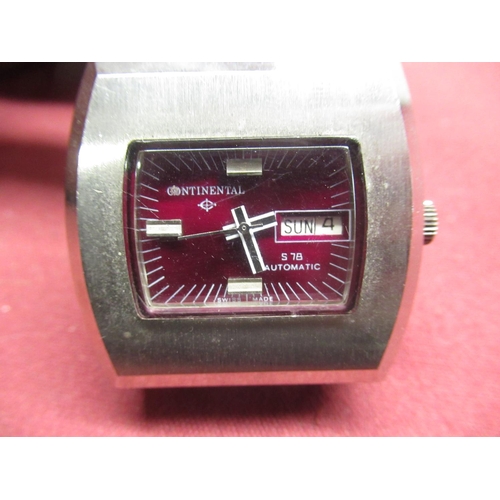 668 - 1970's Binatone Jet-Beat Sportsmatic wristwatch in brushed TV case, 1970's continental S78 automatic... 