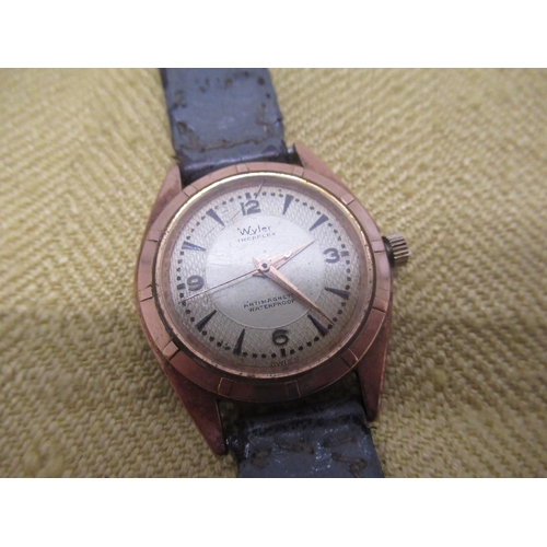 669 - 1950's Wyler Incaflex hand wound wristwatch with silvered two tone finish dial with applied Arabic a... 