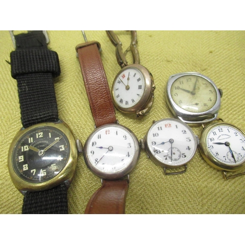 670 - Two early C20th ladies silver cased trench style wristwatches, 1920's cushion cased chrome plated wr... 