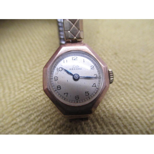 671 - 1930's ladies cocktail watch in chrome plated case with faceted blue glass shoulders, with silvered ... 