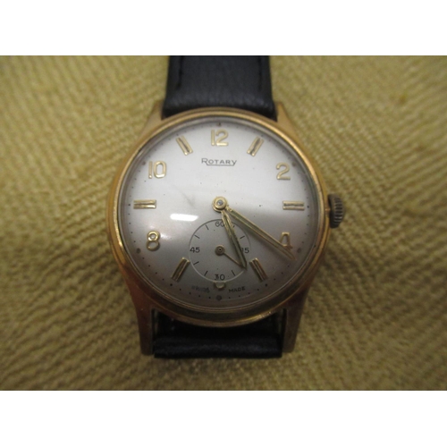 679 - 1930's Rotary Deluxe hand wound wristwatch, champagne coloured dial with skeletonised Arabic numeral... 