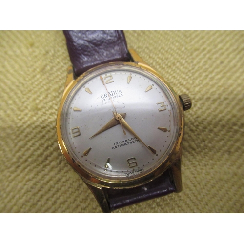 682 - Eldor, Geneve, automatic wristwatch, silvered dial with applied Arabic and baton hour markers, gold ... 