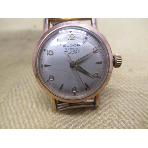 682 - Eldor, Geneve, automatic wristwatch, silvered dial with applied Arabic and baton hour markers, gold ... 