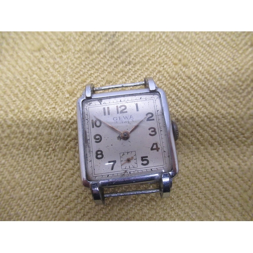 683 - Elgen Shockmaster automatic wristwatch, with silvered dial with outer radial decoration, applied Ara... 